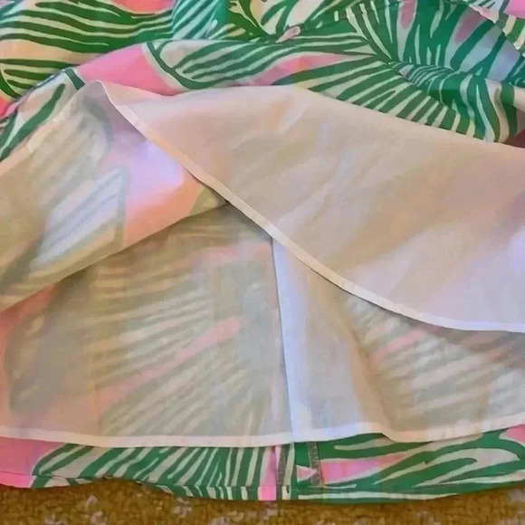 Lilly Pulitzer, pink and fig leaf  a line skirt lined - Picture 2 of 5